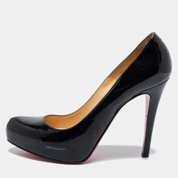 Pre Owned Christian Louboutin Black Patent Rolando Pumps Size 38.5