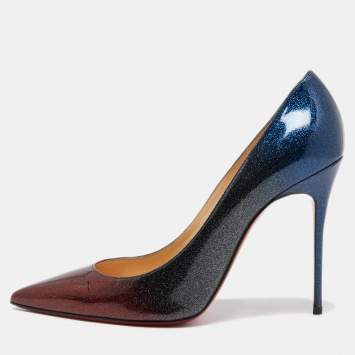Pre Owned Christian Louboutin Tricolor Glitter Patent Leather Kate Pumps Size 40