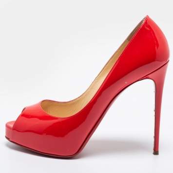 Pre Owned Christian Louboutin Red Patent Leather New Very Prive Pumps Size 37