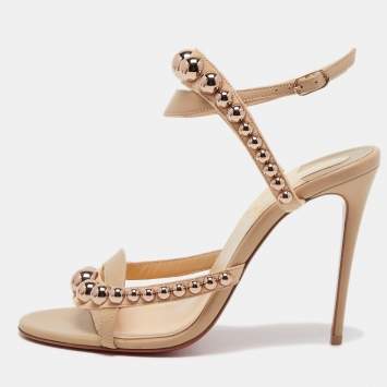 Pre Owned Christian Louboutin Beige Leather Galeria Sandals Size 37