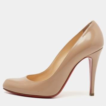 Pre Owned Christian Louboutin Beige Leather Rolando Pumps Size 38.5