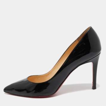 Pre Owned Christian Louboutin Black Patent Leather Pigalle Pumps Size 38