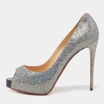 Pre Owned Christian Louboutin Metallic Coarse Glitter Disco Ball New Very Prive Pumps Size 38.5