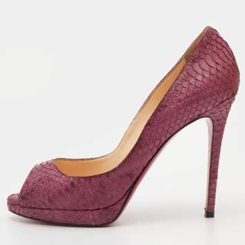 Pre Owned Christian Louboutin Pink Python Yolanda Pumps Size 37.5