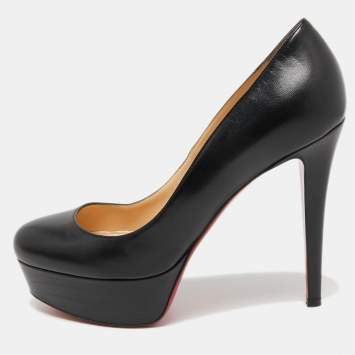 Pre Owned Christian Louboutin Black Leather Bianca Pumps Size 37