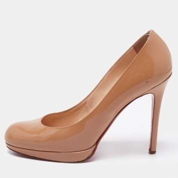 Pre Owned Christian Louboutin Beige Patent Leather New Simple Pumps Size 38.5