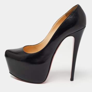 Pre Owned Christian Louboutin Black Leather Daffodile Pumps Size 40