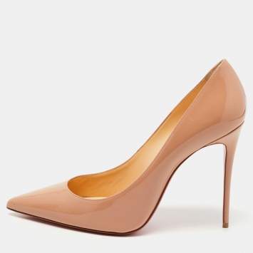 Pre Owned Christian Louboutin Beige Patent Kate Pumps Size 40