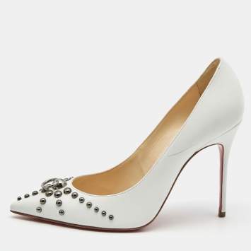Pre Owned Christian Louboutin White Door Knock Pumps Size36