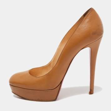 Pre Owned Christian Louboutin Brown Leather Bianca Pumps Size 41