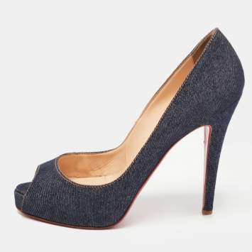 Pre Owned Christian Louboutin Denim Very Prive Pumps Size 39.5