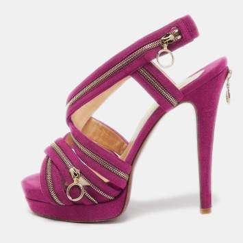 Pre Owned Christian Louboutin Purple Suede Rodita Sandals Size 36