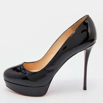 Pre Owned Christian Louboutin Black Patent Leather Bianca Platform Pumps Size 41