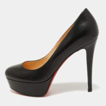 Pre Owned Christian Louboutin Black Leather Bianca Pumps Size 37