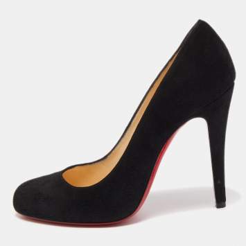 Pre Owned Christian Louboutin Black Suede Fifi Pumps Size 38