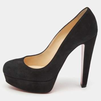 Pre Owned Christian Louboutin Black Suede Bibi Pumps Size 37.5