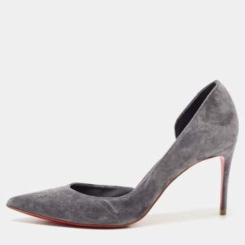 Pre Owned Christian Louboutin Grey Suede Iriza Pumps Size 36