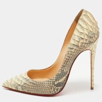 Pre Owned Christian Louboutin Light Yellow/Grey Python Pigalle Follies Pumps Size 36