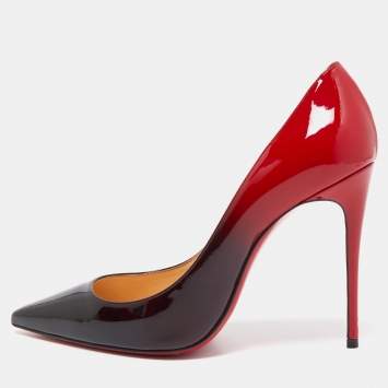 Pre Owned Christian Louboutin Two Tone Patent Leather Kate Pumps Size 37.5