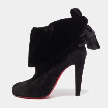 Pre Owned Christian Louboutin Black Suede Kristofa Ankle Booties Size 40.5
