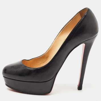 Pre Owned Christian Louboutin Black Leather Bianca Pumps Size 36.5