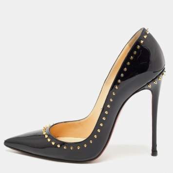 Pre Owned Christian Louboutin Black Patent Leather Anjalina Pumps Size 39