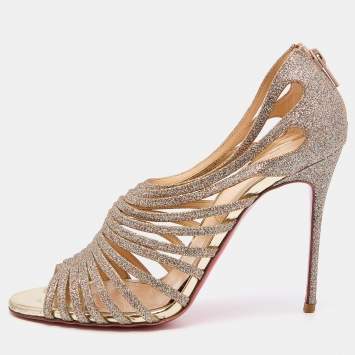 Pre Owned Christian Louboutin Multicolor Glitter Mul Tibrida Strappy Sandals Size 38.5 