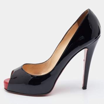 Pre Owned Christian Louboutin Black Patent Leather New Very Prive Pumps Size 39