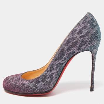 Pre Owned Christian Louboutin Multicolor Glitter Leopard Simple Pumps Size 38.5