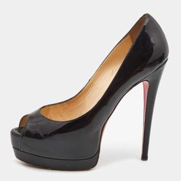 Pre Owned Christian Louboutin Black Patent Palais Royal Pumps Size 38