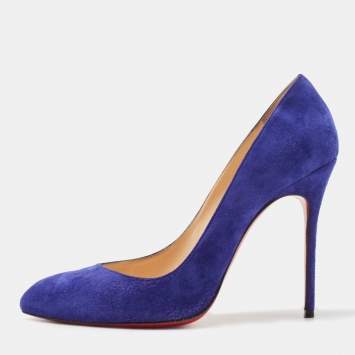 Pre Owned Christian Louboutin Blue Suede Corneille Pumps Size 39