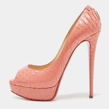 Pre Owned Christian Louboutin Pink Python  Very Prive Pumps Size 41