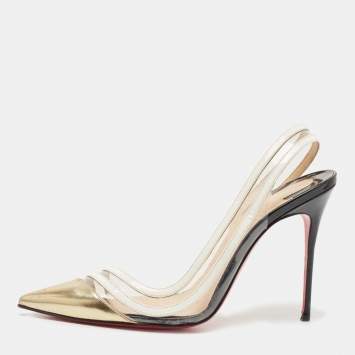 Pre Owned Christian Louboutin Tricolor Leather and PVC Paralili Pumps Size 41