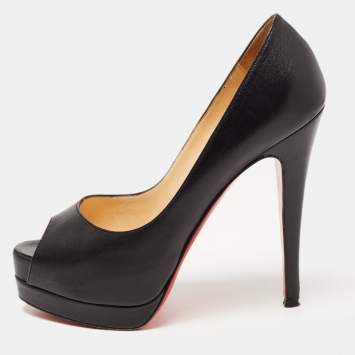 Pre Owned Christian Louboutin Black Leather Altadama Pumps Size 36