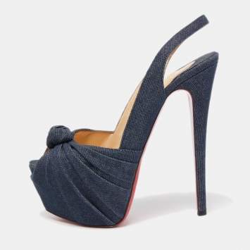 Pre Owned Christian Louboutin Navy Blue Denim Miss Benin Pumps Size 41