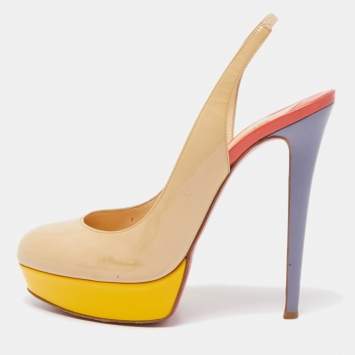 Pre Owned Christian Louboutin tricolor Patent Bianca Pumps Size 41.5