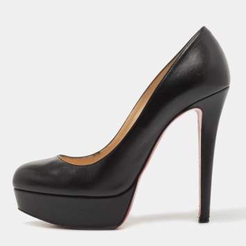 Pre Owned Christian Louboutin Black Leather Bianca Pumps Size 38.5