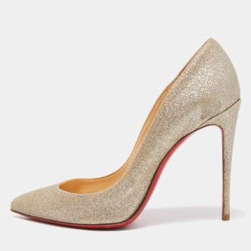 Pre Owned Christian Louboutin Gold Glitter Pigalle Follies Pumps Size 36
