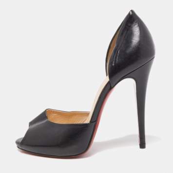 Pre Owned Christian Louboutin Black Leather Madame Claude D'orsay Pumps Size 36
