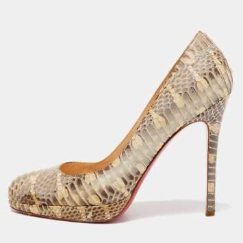 Pre Owned Christian Louboutin Two Tone Watersnake New Simple Platform Pumps Size 40