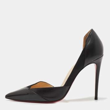 Pre Owned Christian Louboutin Black Suede And Patent Leather D'orsay Pumps Size 37