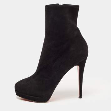 Pre Owned Christian Louboutin Black Suede Belle Ankle Boots Size 39