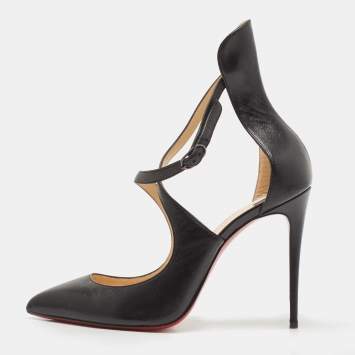 Pre Owned Christian Louboutin Black Leather Marlenarock Pumps Size 38