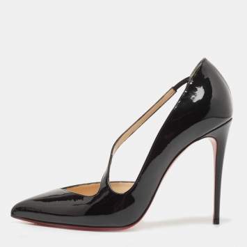 Pre Owned Christian Louboutin Black Patent Leather Jumping Pumps Size 38