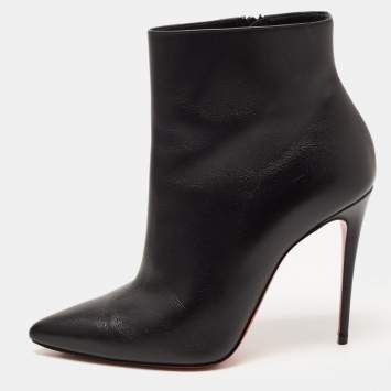 Pre Owned Christian Louboutin Black Leather So Kate Ankle Booties Size 38