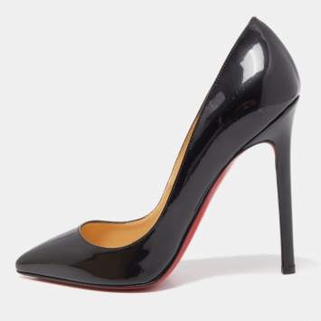 Pre Owned Christian Louboutin Black Patent Leather Pigalle Pumps Size 35.5