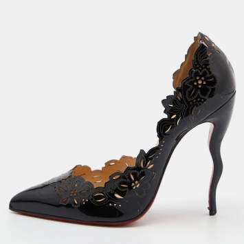 Pre Owned Christian Louboutin Black Patent Leather Beloved Pumps Size 40