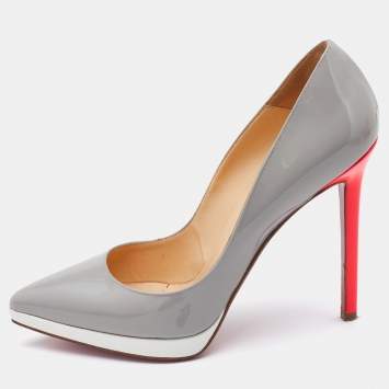 Pre Owned Christian Louboutin Tricolor Patent Leather Pigalle Plato Pumps Size 38.5