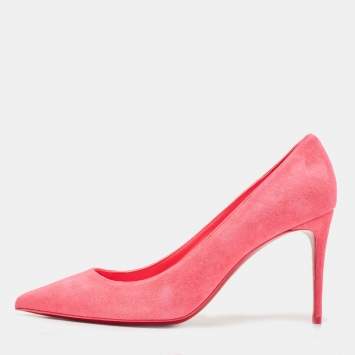 Pre Owned Christian Louboutin Pink Suede Kate Pumps Size 38