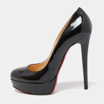 Pre Owned Christian Louboutin Black Patent Leather Bianca Pumps Size 38